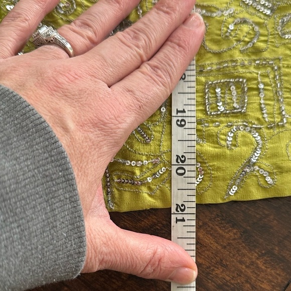 Chico's | Vintage 90s Silk Statement All Over Sequin Blazer, Chartreuse Green - Picture 9 of 9